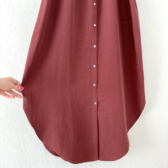 HATCH The Jenna Maternity Linen Blend Dress in Anise - Picture 6 of 11